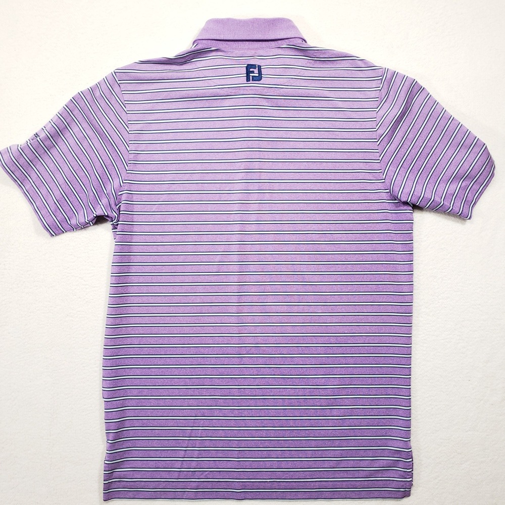 FootJoy Polo Shirt Mens Medium Purple Striped Lisle Austin‎ Country Club Golf - Picture 4 of 9